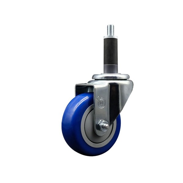 3.5'' Blue Poly Wheel Swivel 1'' Expanding Stem Caster